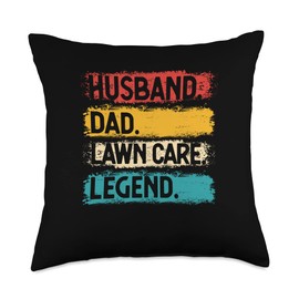 Husband Dad Lawn Care Legend Mower Gardener Lawn Mowing Throw Pillow