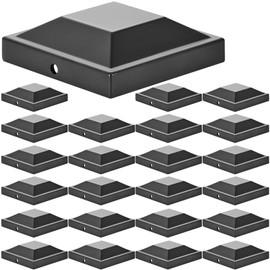 Dunzy 24 Pack Aluminum 3" x 3" Heavy Duty Post Caps for Metal Actual 3" x 3" Wood Fence Deck Corridors Mailbox Posts End Cover Black Spray Protection Post Topper Weatherproof Corrosion-Resistant