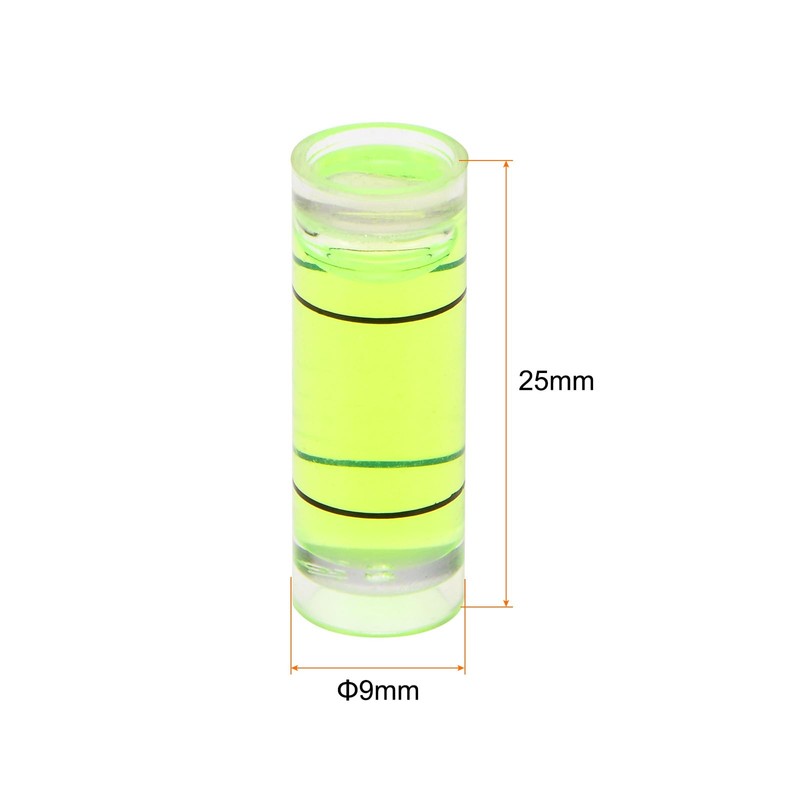 sourcing map 6pcs Small Cylindrical Bubble Level Vials 9x25mm PMMA