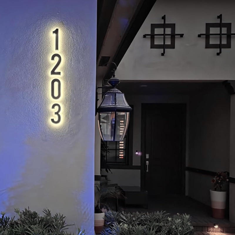 5 Inch Black Backlit House Numbers for Outside (Adapter Not