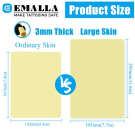 EMALLA 3mm Tattoo Fake Skin 5pcs Tattoo Practice Skin A4 30cm x 20cm Double Sided Use Tattoo Kit Supplies for Beginners and Artists