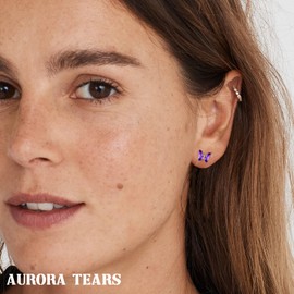 Aurora Tears Butterfly Heart Necklace Women 925 Sterling Silver Animal Butterflies Birthstone Pendant Crystal Wedding Birthday Jewellery, Zirconia, Amethyst