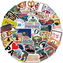 Pennsylvania Stickers |50Pcs PA Waterproof Vinyl Decals for Water Bottles Cup Computer Mobile Phone Skateboard Guitar