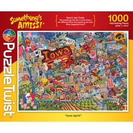 PuzzleTwist - Iowa Spirit - 1000 Piece Jigsaw Puzzle, Something’s Amiss! Series, Unique Challenging Fun for Adults Family Teens, Made in USA