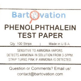 Phenolphthalein Test Paper [Vial of 100 Paper Strips] for Qualitative Leak Detection of Ammonia Vapors