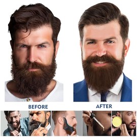 Kit alisador de barba para hombre, cepillo de barba con calefacción, bálsamo para barba, peine, aceite de crecimiento de barba, juego de regalo para e