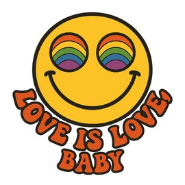 Pride Smiley Face with Rainbow Eyes Hippie Sticker (3" x 3")