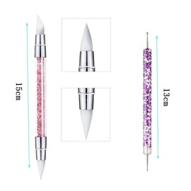 5 Silikon Nagel Pinsel, Nageldesign Stifte Gel, Schnitzen Pinsel Strassstein Picker, Nail Art Dotting Tools Für Gelnägel UV-Gel Nageldesign Nails Art