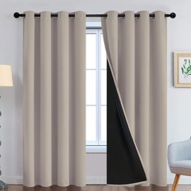 Yakamok - Cortinas 100 opacas de 84 pulgadas de largo, 2 capas gruesas de bloqueo de calor y luz completa, cortinas de aislamiento térmico suave para