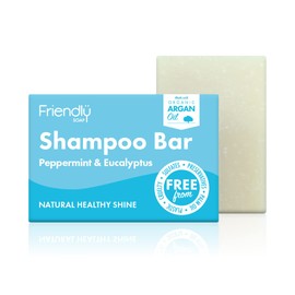 Friendly Soap- Natural Peppermint & Eucalyptus Shampoo Bar, Refreshing, Rich & Nourishing, Handmade with Coconut & Essential Oils, No Sulfates & Palm Oil, Vegan, Eco-Friendly, Recyclable Packaging 95g