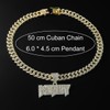 Generic Chunky Iced Out Cuban Link Chain Necklace with Pendant
