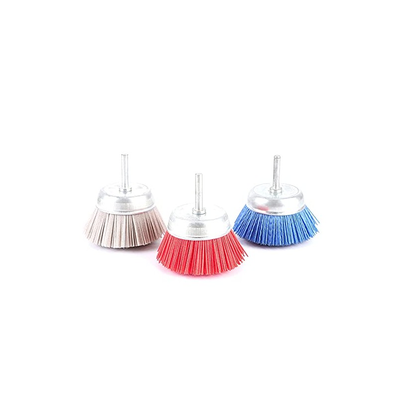 XIAOJUN 3Pcs 3Inch Nylon Filament Abrasive Wire Cup Brush Kit