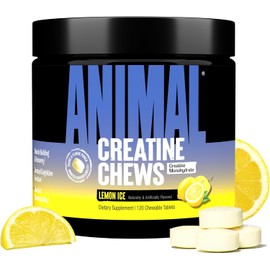 Animal Creatine Chews Tablets - Enhanced Creatine Monohydrate with AstraGin to Improve Absorption, Sea Salt for Added Pumps, Delicious and Convenient Chewable Tablets - Lemon Ice