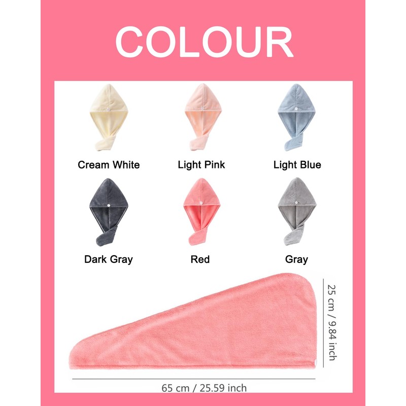 Lumimi 6-Piece Head Towel Set, Super Absorbent Super Soft, Lightweight,