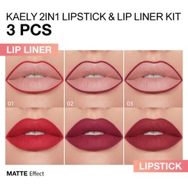 evpct Gradient Lip Liner Lipstick for Women Multi Use, Ruby Red Matte Lip Liner and Lipstick Combo Set Magic Lipbar 24 Hours Original Lipliner Makeup Stain Long Lasting Applicator Smudge Proof 01