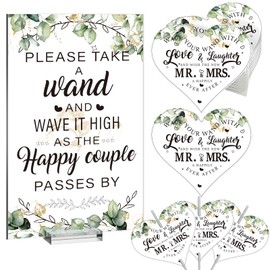 Barydat 100 Pcs Wedding Sparkler Tags Heart Shape Sparkler Cards and Acrylic Wedding Sparkler Send Off Sign Clear Table Sparkler Signs with Base for Wedding Ceremony Party Display Decor, No Sparkler