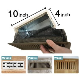 4pcs Floor Register Cover Trap,Floor Vent Covers Floor Vent Filters Screen for Home Air Vent Floor Vent Mesh Net Trap 4x10in (4)