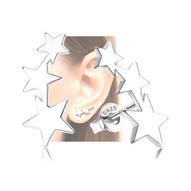 Yiorxu Sterling Silver Earrings for Women,Star Earrings 925 Sterling Silver,Stud Cartilage for Women Silver/Gold/Rose Gold,Hypoallergenic Sleeper Packing Box Jewellery Gifts