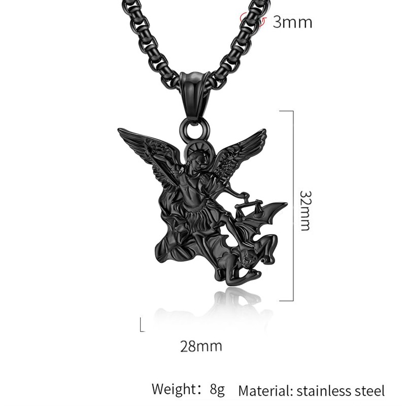 St Michael Pendant for Men Stainless Steel Archangel Necklace Amulet