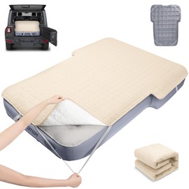 Car Air Mattress Sheet, Cotton-Lined SUV Air Mattress Fitted Sheet, Ultra Soft TPU Waterproof Car Bed Sheet Fits SUV Air Mattress (Khaki)
