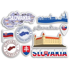 Slovakia Sticker Set, A5 Sheets, Vinyl Sticker for Luggage or Laptop, 78472