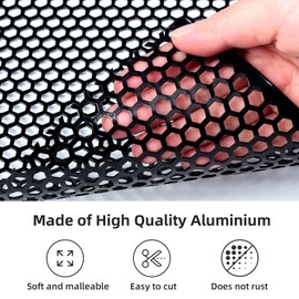 AggAuto Universal 40"x13" Car Grill Mesh - Aluminum Alloy Automotive Grille Insert Bumper Honeycomb Hole 6mm Spacing 2mm, One of the Most Multifunctional Shape Grids 100x33cm Black
