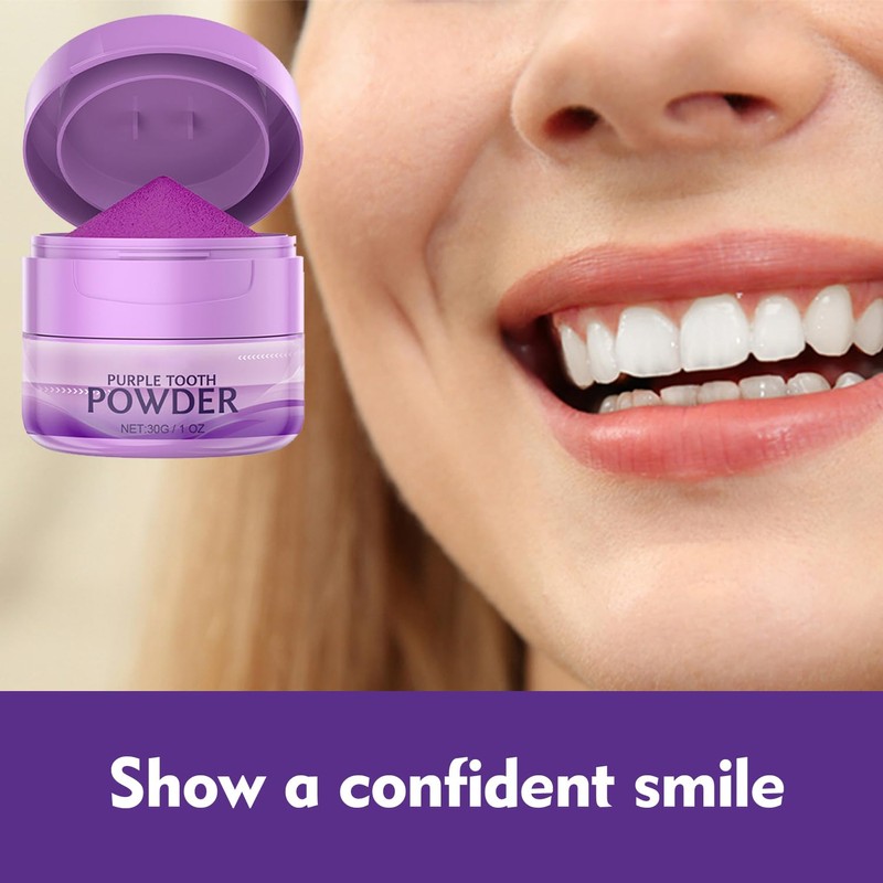 Zahnaufhellungspulver, Bleichpulver für violette Zähne, Zahnweiss Pulver Teeth Whitening Powder