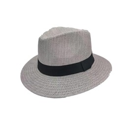 TUREVIEW Classic Flat Wide Brim Straw Hat Panama Fedora Hat Safari Sun Protection Hat UPF50+ for Women and Men (Gray M)