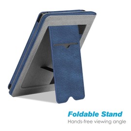Fintie Case Compatible with Tolino Shine 3 2018 / Kobo Clara HD/Kobo Nia - Kickstand Protective Case with Card Slot, Wrist Strap and Auto Sleep/Wake Function, Denim Look Blue