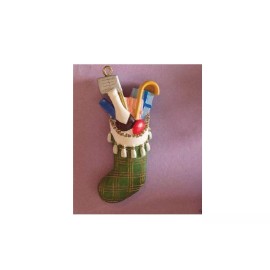 Streets Ahead Miniature Green Christmas Stocking, Dollhouse Decorated Resin Filled Holiday