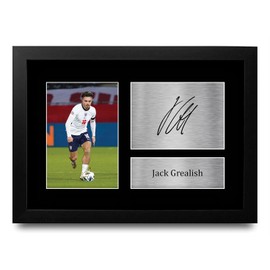 HWC Trading FR A4 Jack Grealish England Gifts Printed Signed Autograph Picture for Football Fans and Supporters - A4 Framed