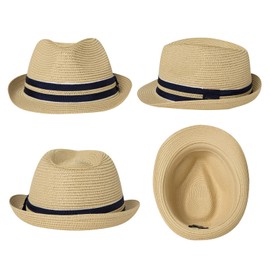 Comhats Mens Straw Hats for Summer Wedding Womens Summer Trilby Fedora Hat Beach Sun Hat Panama Hats Beige XXL