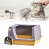Cat Litter Box Semi Enclosed Heightened Fence Prevent Leakage Large