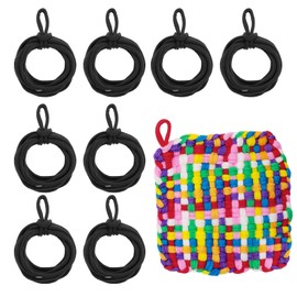 MECCANIXITY 50 Pcs Potholder Loom Refill Loops, Elastic Potholder Weaving Refill Loops Knitting Kit Supplies in Rainbow Colors for Girls Beginners DIY Crafts 7" Weaving Loom, Black
