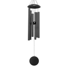 Wind Chimes for Outside, 32-Inch Simple Metal Wind Chimes Deep Tone with 6 Thick Aluminum Tubes – Ideal Gift for Mom or Grandma, Perfect for Garden, Patio, or Backyard Decoration (Black)
