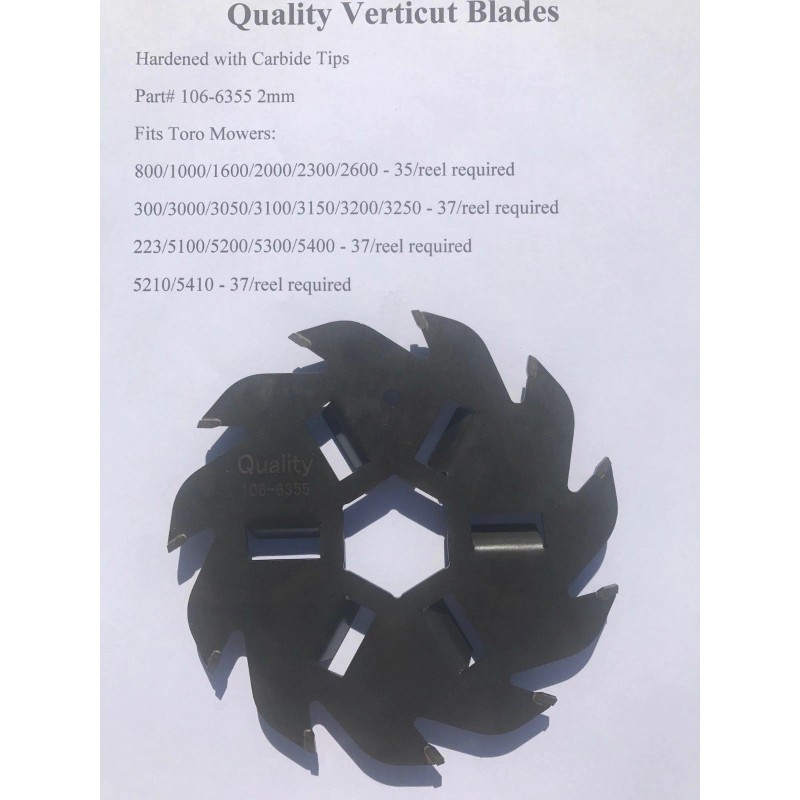 Toro QUALITY HARDENED Carbide Tipped Verticut Blades 106-6355 - 2mm