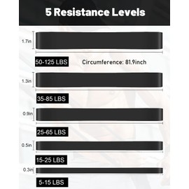 Resistance Bands, Pull Up Assist Bands - Workout Bands, Eexercise Bands, Long Resistance Bands Set for Working Out, Fitness, Training, Physical Therapy for Men Women - Black