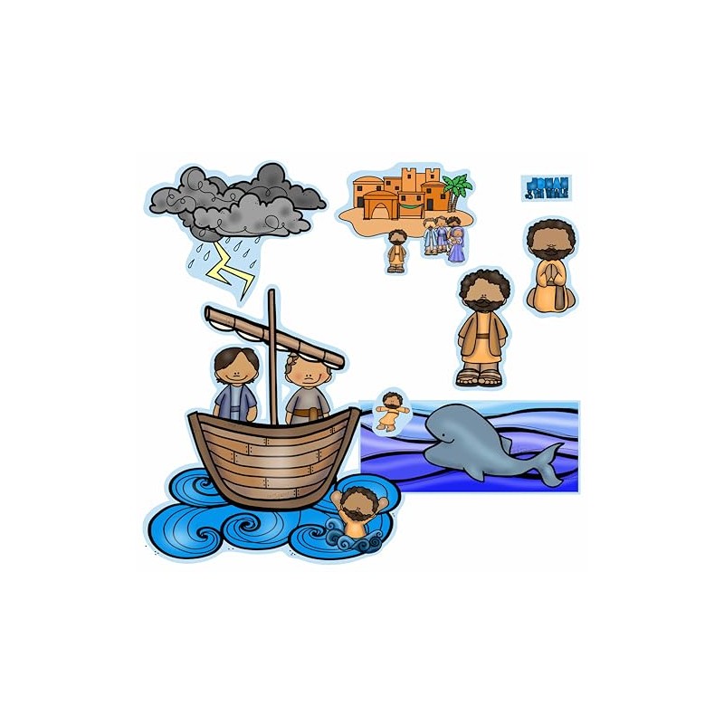 Jonah & The Whale Felt Figures for Bible Flannel Felt