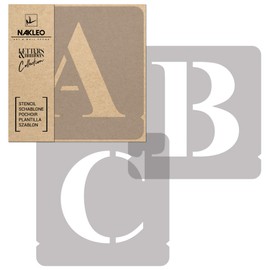 NAKLEO Alphabet Painting Stencils Set 42 Pieces, 5 cm Letters & Numbers Times Roman Capital Font, Reusable Plastic Stencil, DIY Crafts Wooden Furniture Wall Decoration