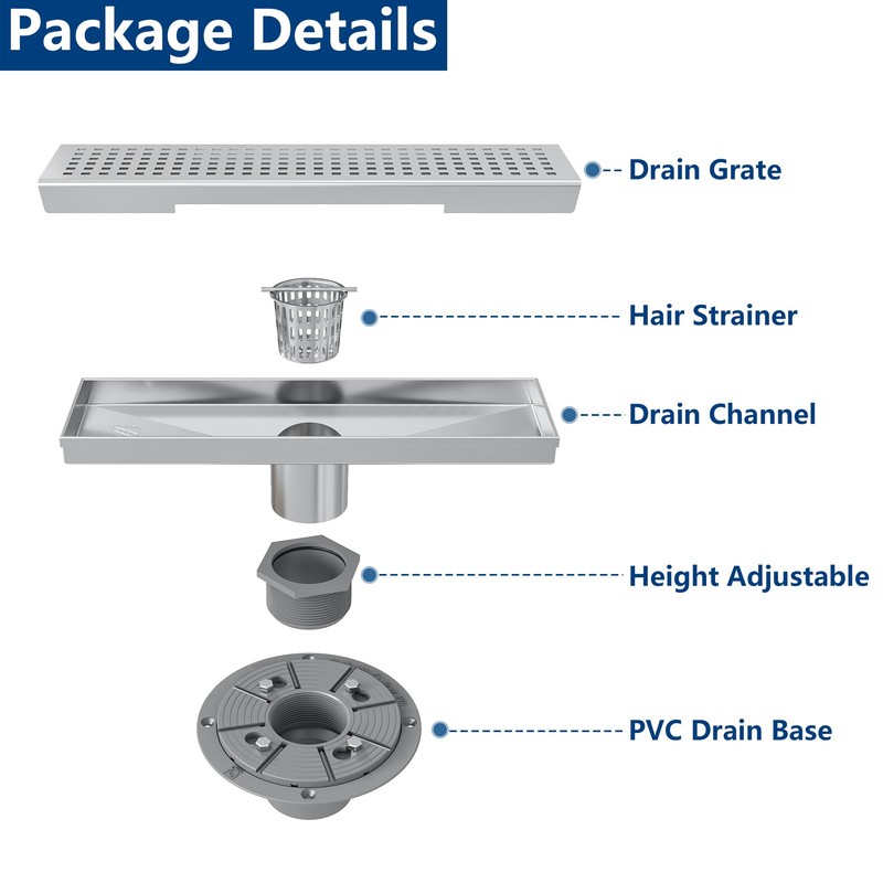 Neodrain 12-Inch Brushed Linear Shower Drain,Stainless Steel Linear Drain with