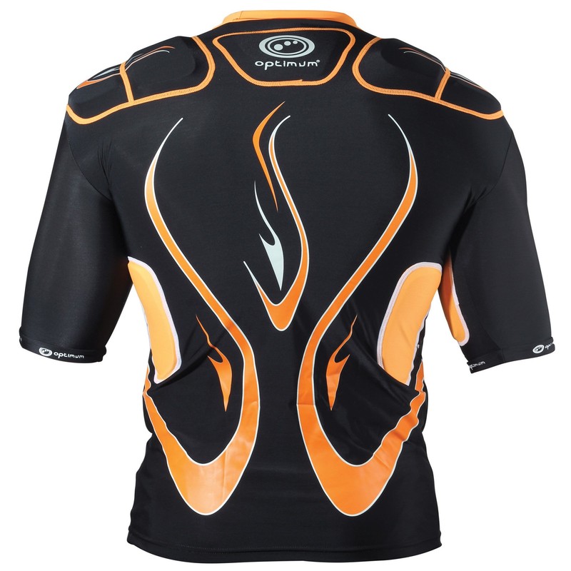 Optimum Senior Inferno Rugby Protective Top Shoulder Pads, Black/Orange, Medium