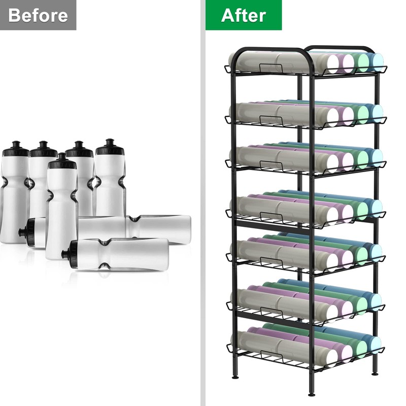 BTY Water Bottle Organizer 7 Tier Freestanding Water Bottle Storage