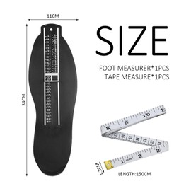 BEIBXHQQ 1 Piece Foot Measuring Set, Foot Size Tape Measure, Shoe Sizer for Kids, Foot Measuring Gauge, Adult Shoes Sizer for Eur-Uk Shoes, Suitable for Men, Women (Black)