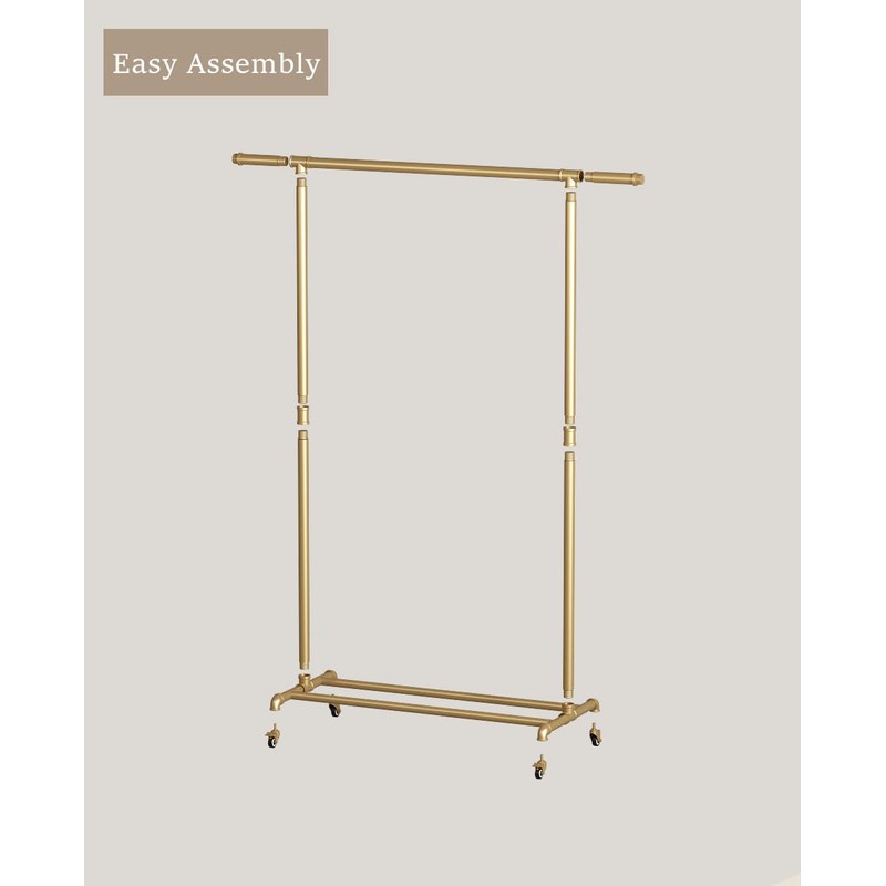 FONECHIN Industrial Pipe Clothing Rack, Heavy Duty Metal Clothes Rack