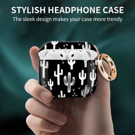 Case Cover Compatible with AirPods 4th Gen, Shockproof for Women & Girls with Golden Buckle Protective, Anti-Drop Design(Cute Cactus)