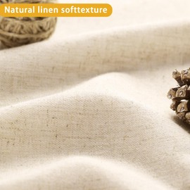 Awellife Linen Shower Curtain for Bathroom No Hook Shower Curtain with Snap in Liner Set Natural 87" L x 72" W Beige