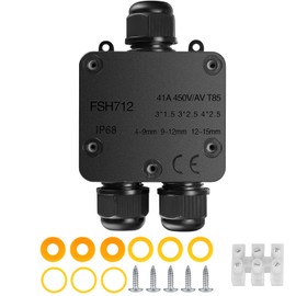 Junction Box Waterproof IP68, Outdoor Junction Box, 3-Way Junction Box, PA9 Cable Connector for Garden, Underground Cable, Diameter 4 mm - 15 mm, Black