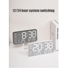 ThreeH Brushed Metal Digital Clock - LED Display Date Weekday
