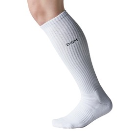 D&M 111823 Volleyball Socks, Long Type, 1 Pair, White, L Size, Sweat Absorbent, Quick Drying, Support, Stretchy, Breathable, Shock, Sports