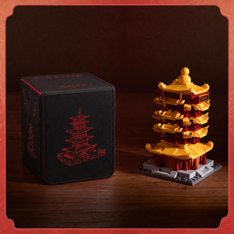 Chinese Takeout Deck Box Fits 35+ Toploader (Black and Red)